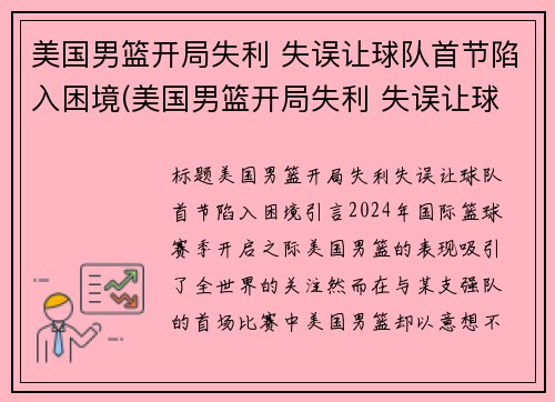 美国男篮开局失利 失误让球队首节陷入困境(美国男篮开局失利 失误让球队首节陷入困境)